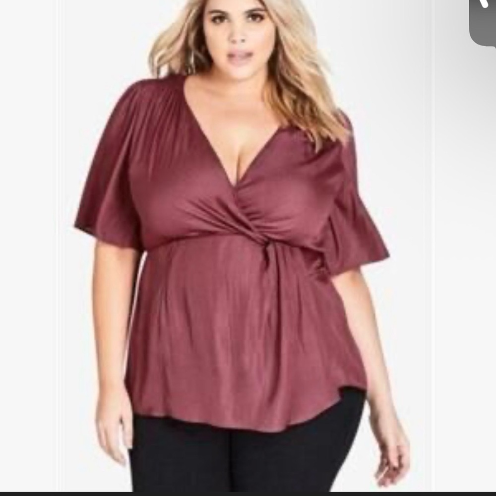 CIRY CHIC Mauve Peplum Women's Top NWT- 16